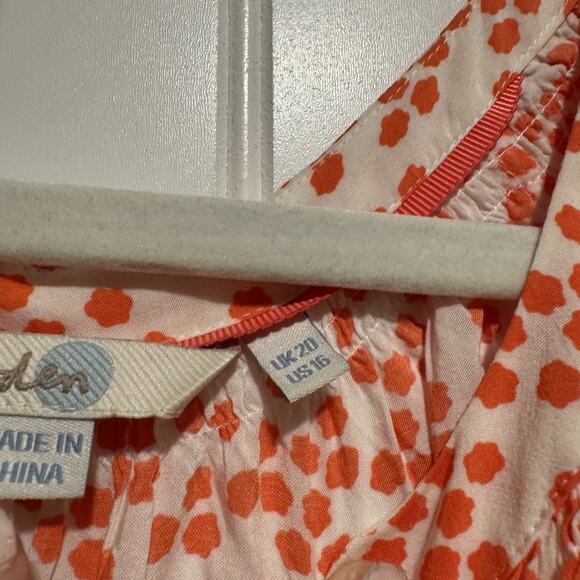 Boden Maya Blouse Coral Dotted Print Size 16 - Picture 4 of 6